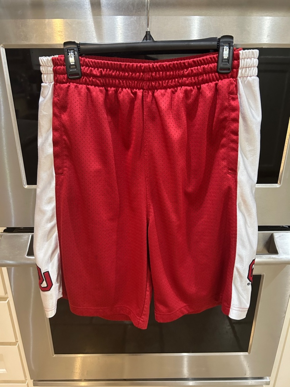 OU Red Athletic Basketball Shorts with White Side Panels - Men's